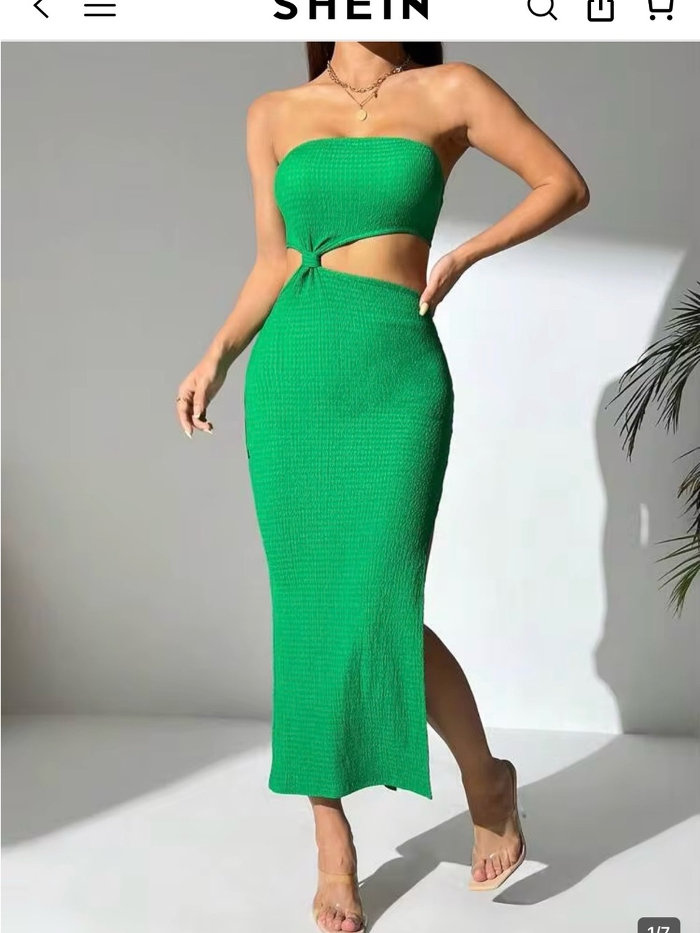 SHEIN Green Strapless Knot Cutout Midi Bodycon Dress
